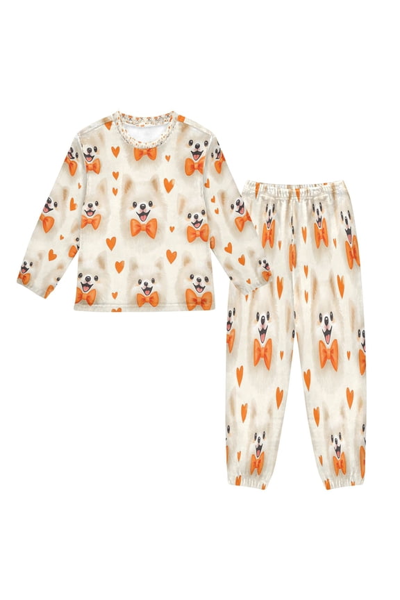 Unisex Fluffy Pajama Set Pomeranian Party Printed