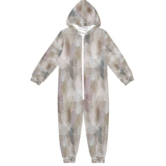 BZSMCE Unisex One-piece Pajama Cotton Sleepwear Misty Blossom Reverie Printed