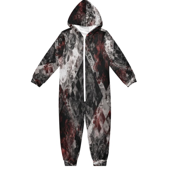 BZSMCE Unisex One-piece Pajama Cotton Sleepwear Monochrome Quilt Design Printed