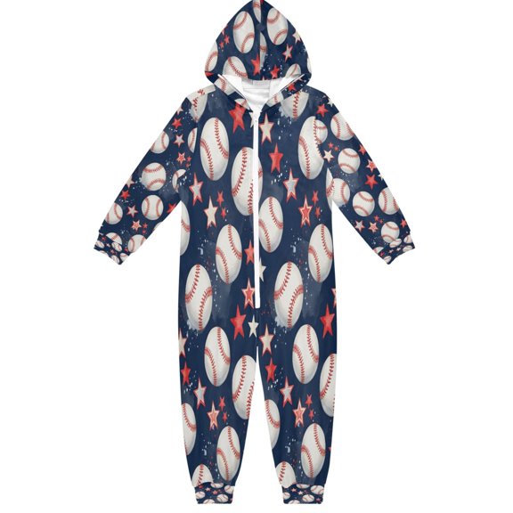BZSMCE Unisex One-piece Pajama Cotton Sleepwear Nebula Baseball Pattern Printed