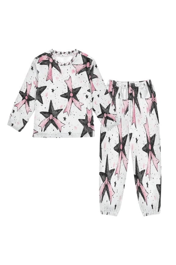 Unisex Fluffy Pajama Set Glittering Stars Printed