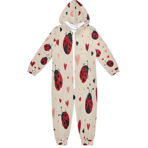 BZSMCE Unisex One-piece Pajama Cotton Sleepwear Scarab Heart Printed