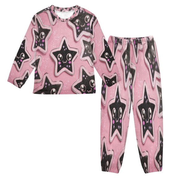 BZSMCE Unisex Fluffy Pajama Set Glitter Star Pals Printed