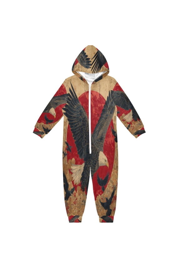 Unisex One-piece Pajama Cotton Sleepwear Soaring Shadows Printed