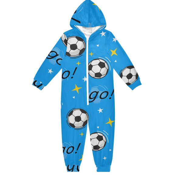 BZSMCE Unisex One-piece Pajama Cotton Sleepwear Star Football Printed