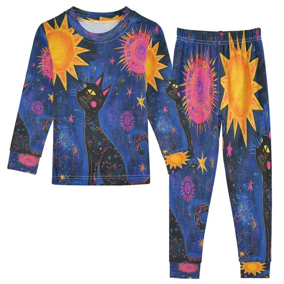 BZSMCE Unisex Pajama Set Snug-Fit Cotton Sleepwear Celestial Dreams Printed
