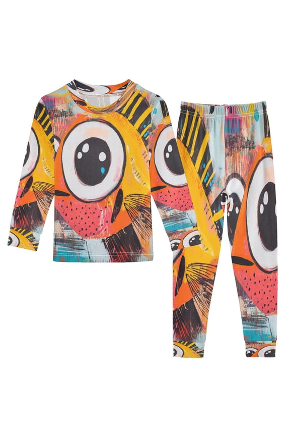 Unisex Pajama Set Snug-Fit Cotton Sleepwear Cheerful Fin-tastic Printed