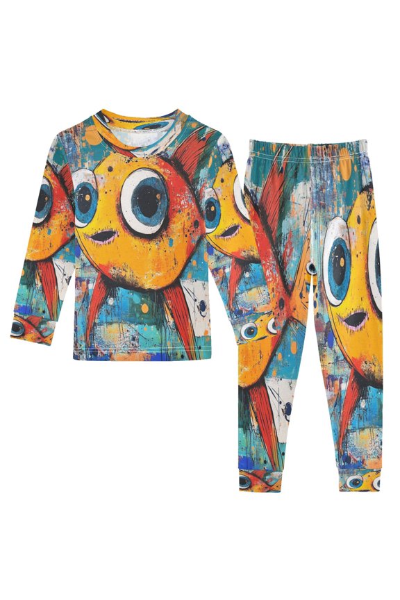 Unisex Pajama Set Snug-Fit Cotton Sleepwear Cheerful Swim Printed