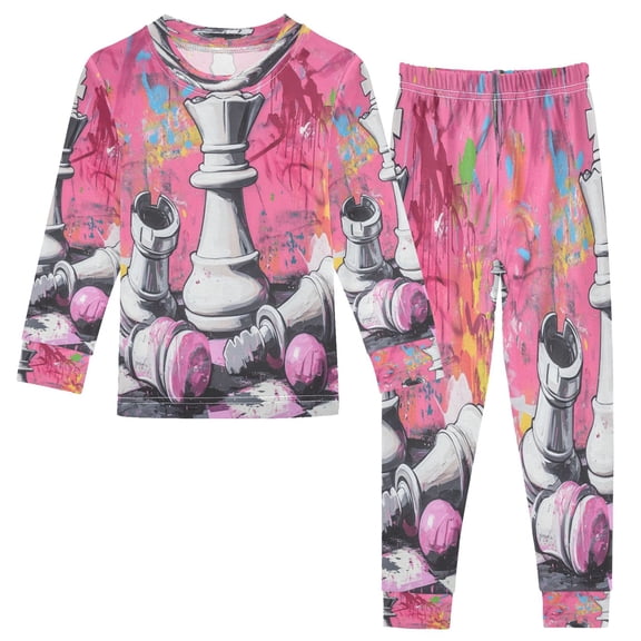 BZSMCE Unisex Pajama Set Snug-Fit Cotton Sleepwear Chess Pieces in Chaos Printed