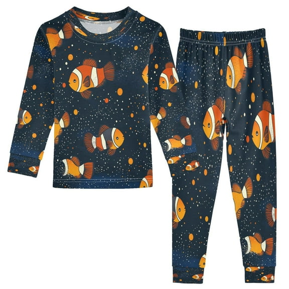 BZSMCE Unisex Pajama Set Snug-Fit Cotton Sleepwear Cosmic Clownfish Printed