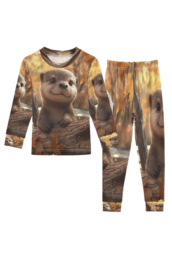 Unisex Pajama Set Snug-Fit Cotton Sleepwear Cute Wilderness Explorer Printed