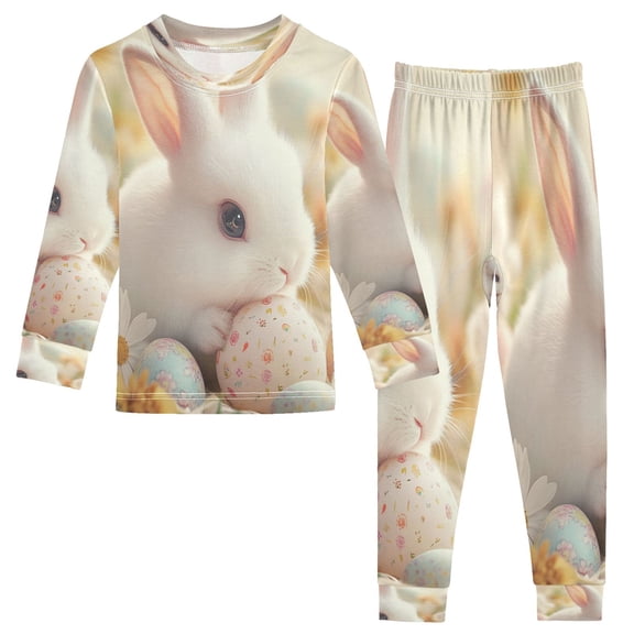 BZSMCE Unisex Pajama Set Snug-Fit Cotton Sleepwear Fluffy Bunny Delight Printed
