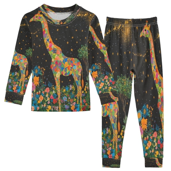 BZSMCE Unisex Pajama Set Snug-Fit Cotton Sleepwear Galactic Giraffe Printed