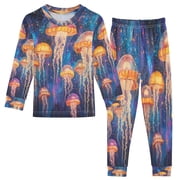 BZSMCE Unisex Pajama Set Snug-Fit Cotton Sleepwear Galactic Jellyfish Glow Printed