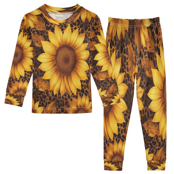 BZSMCE Unisex Pajama Set Snug-Fit Cotton Sleepwear Golden Sunflower Patterns Printed