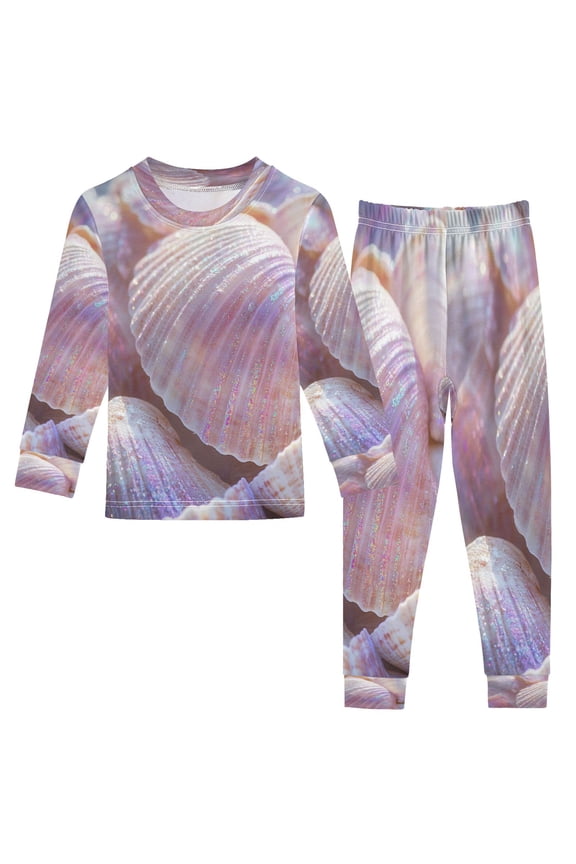 Unisex Pajama Set Snug-Fit Cotton Sleepwear Iridescent Shell Collection Printed