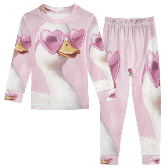 BZSMCE Unisex Pajama Set Snug-Fit Cotton Sleepwear Joyful Duck Printed