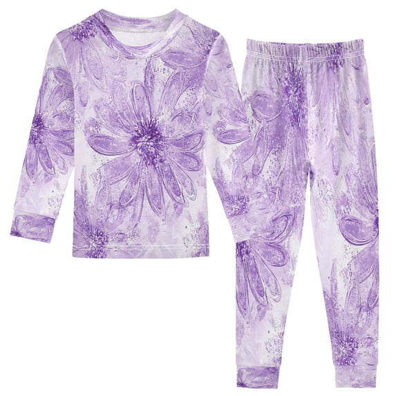 BZSMCE Unisex Pajama Set Snug-Fit Cotton Sleepwear Lavender Petal Tapestry Printed