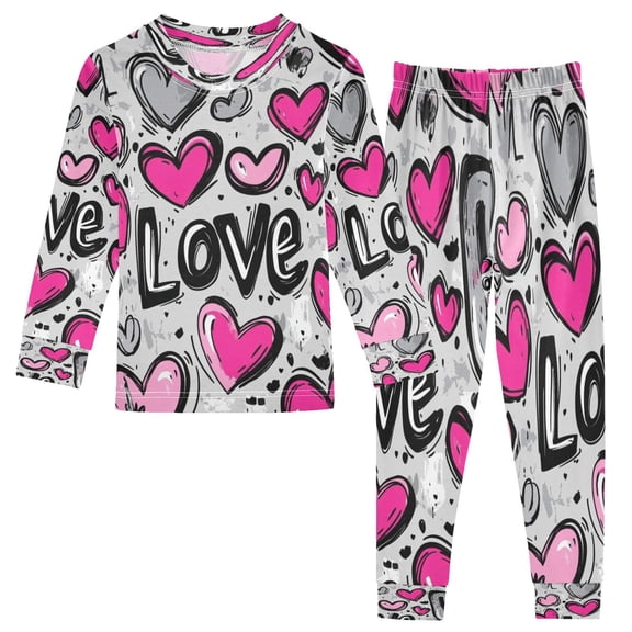BZSMCE Unisex Pajama Set Snug-Fit Cotton Sleepwear Love Patterns in Motion Printed
