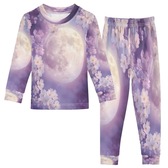 BZSMCE Unisex Pajama Set Snug-Fit Cotton Sleepwear Lunar Blossom Serenity Printed