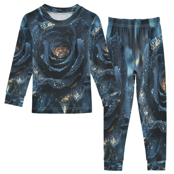 BZSMCE Unisex Pajama Set Snug-Fit Cotton Sleepwear Midnight Velvet Printed