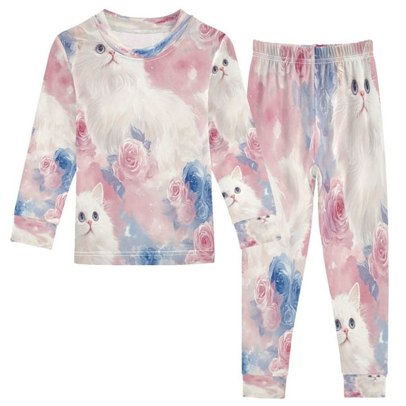 BZSMCE Unisex Pajama Set Snug-Fit Cotton Sleepwear Pastel Paws Printed
