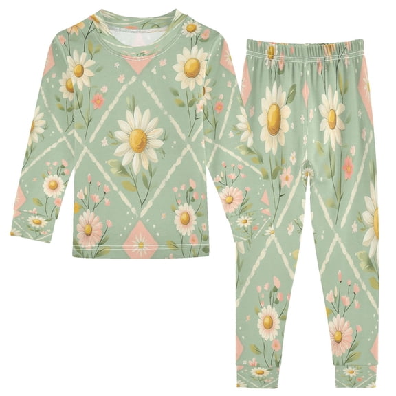 BZSMCE Unisex Pajama Set Snug-Fit Cotton Sleepwear Pastel Petals Printed