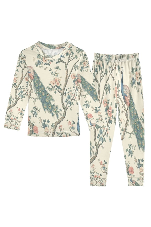 Unisex Pajama Set Snug-Fit Cotton Sleepwear Peacock Paradise Printed