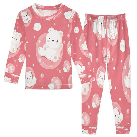 BZSMCE Unisex Pajama Set Snug-Fit Cotton Sleepwear Playful Polar Bubbles Printed