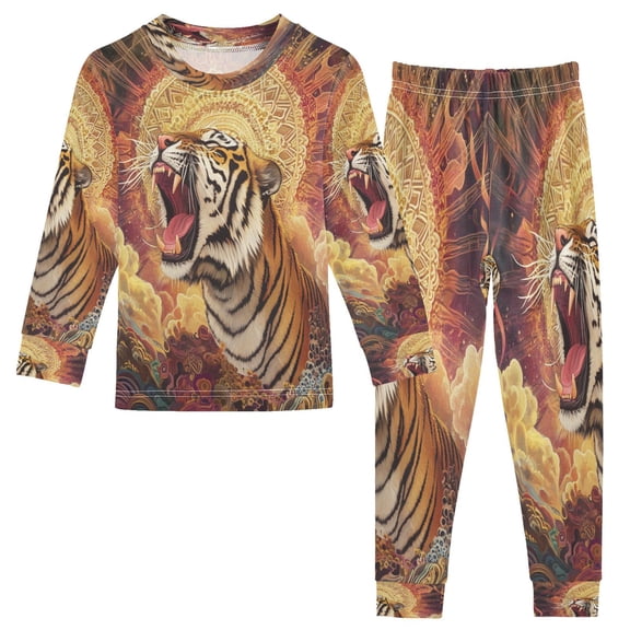 BZSMCE Unisex Pajama Set Snug-Fit Cotton Sleepwear Radiant Roar Printed
