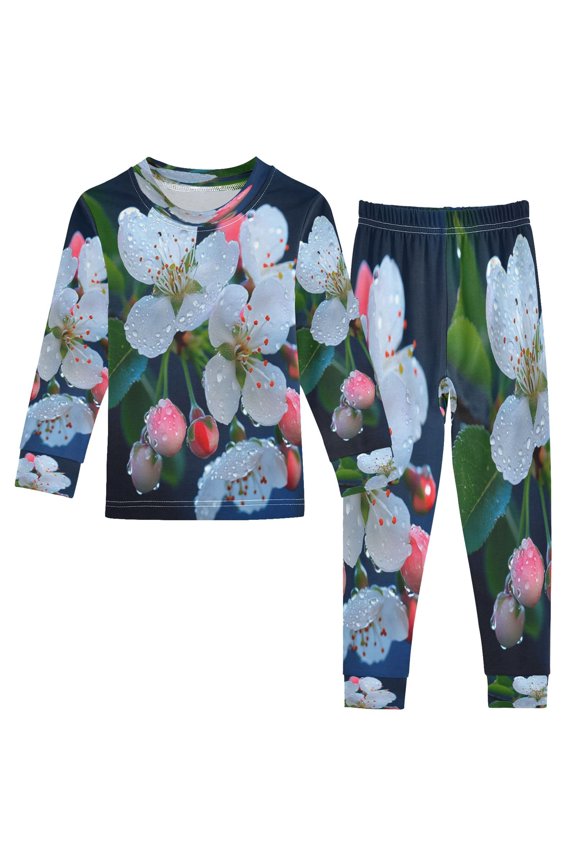 Unisex Pajama Set Snug-Fit Cotton Sleepwear Rain-kissed Blooms Printed
