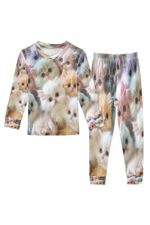 Unisex Pajama Set Snug-Fit Cotton Sleepwear Rainbow Songbird in A Fantasy Meadow Printed