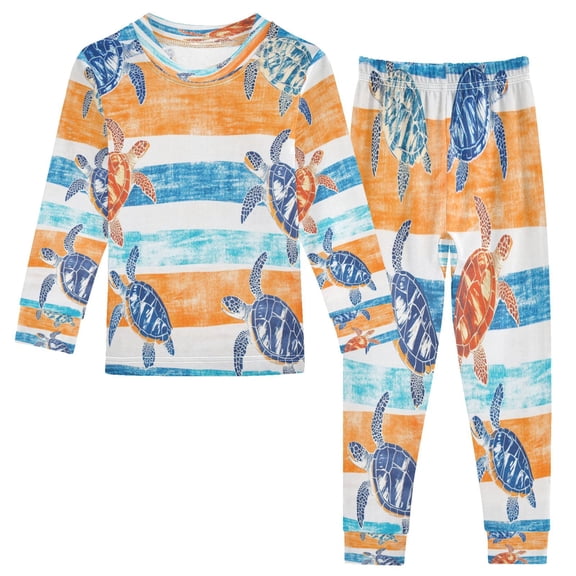 BZSMCE Unisex Pajama Set Snug-Fit Cotton Sleepwear Sea Turtles in Motion Printed