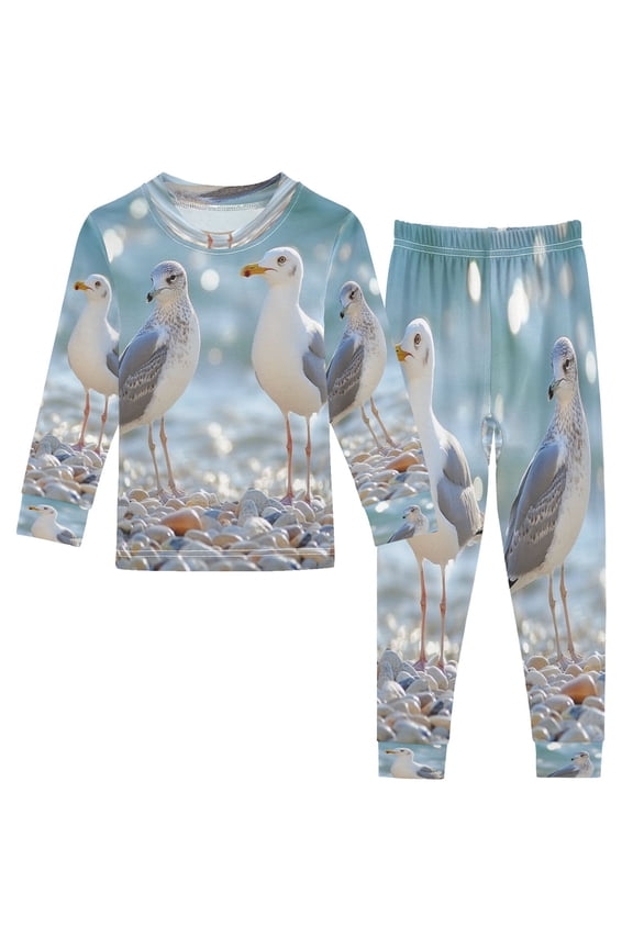 Unisex Pajama Set Snug-Fit Cotton Sleepwear Seagull Siblings Printed