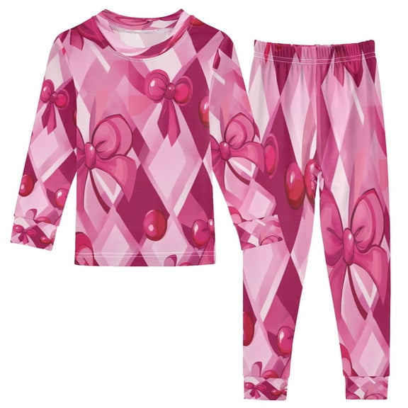 BZSMCE Unisex Pajama Set Snug-Fit Cotton Sleepwear Sweet Bow Ties Printed