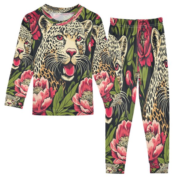 BZSMCE Unisex Pajama Set Snug-Fit Cotton Sleepwear The Colorful Confident Leopard Printed