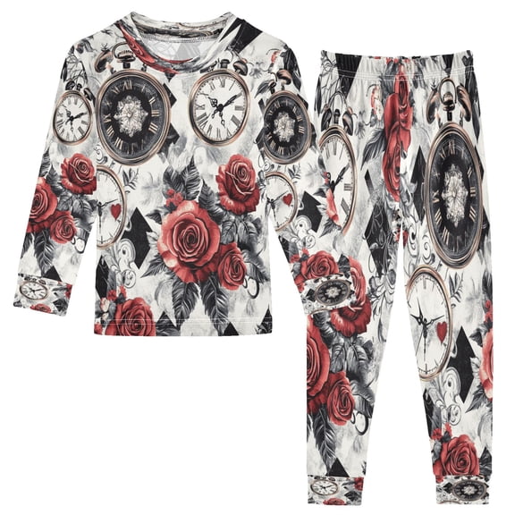 BZSMCE Unisex Pajama Set Snug-Fit Cotton Sleepwear Timeless Blossoms Printed