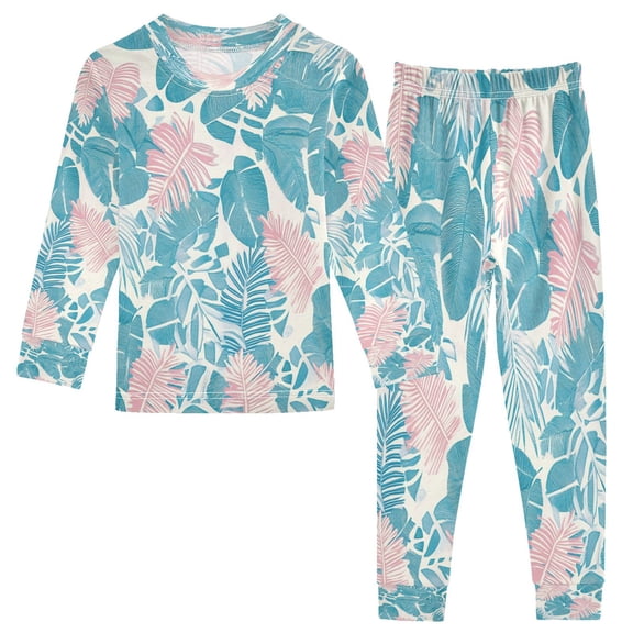 BZSMCE Unisex Pajama Set Snug-Fit Cotton Sleepwear Tropical Whispers Printed