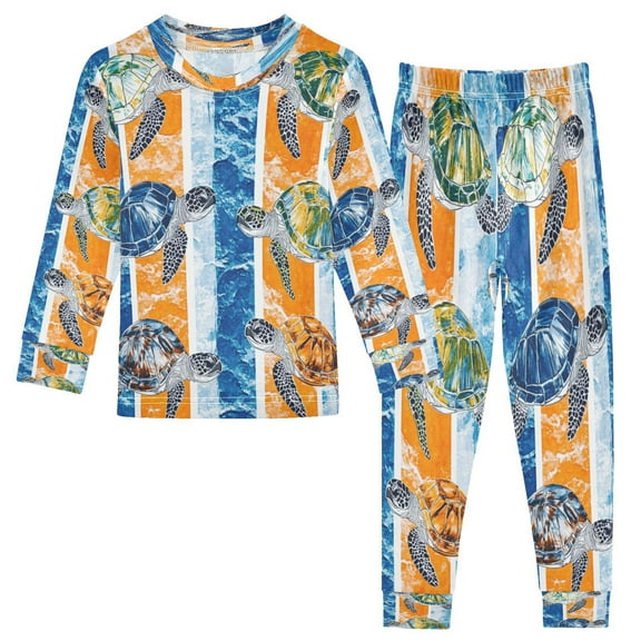 BZSMCE Unisex Pajama Set Snug-Fit Cotton Sleepwear Turtle Escape Printed