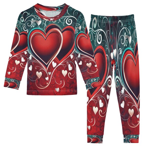 BZSMCE Unisex Pajama Set Snug-Fit Cotton Sleepwear Twined Hearts Printed