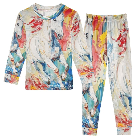 BZSMCE Unisex Pajama Set Snug-Fit Cotton Sleepwear Vibrant Dash Printed