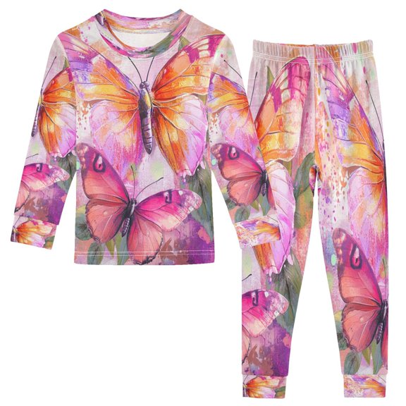 BZSMCE Unisex Pajama Set Snug-Fit Cotton Sleepwear Whimsical Wings in Fantasy Garden Printed