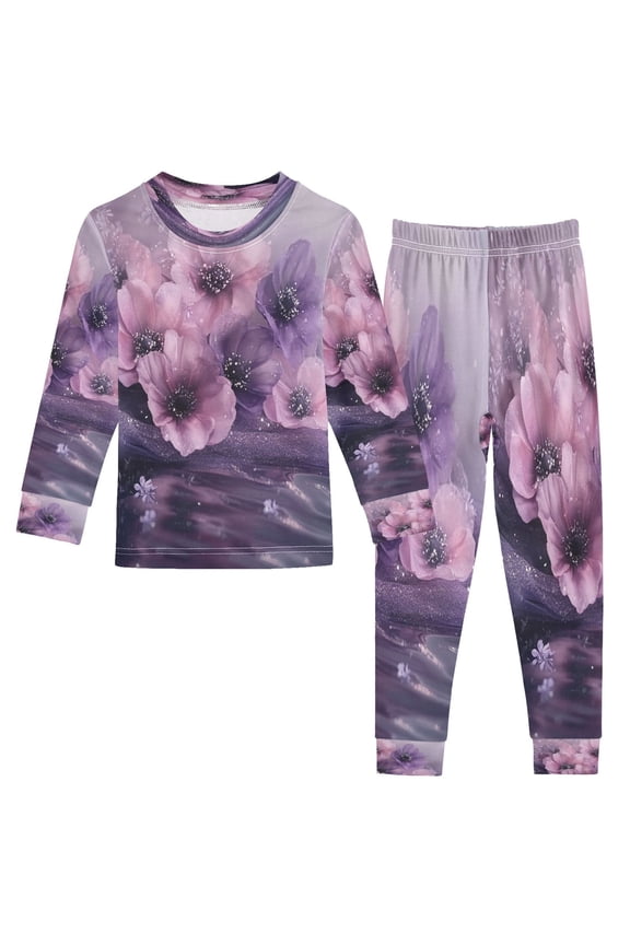 Unisex Pajama Set Snug-Fit Cotton Sleepwear Whispers Of Lavender Printed
