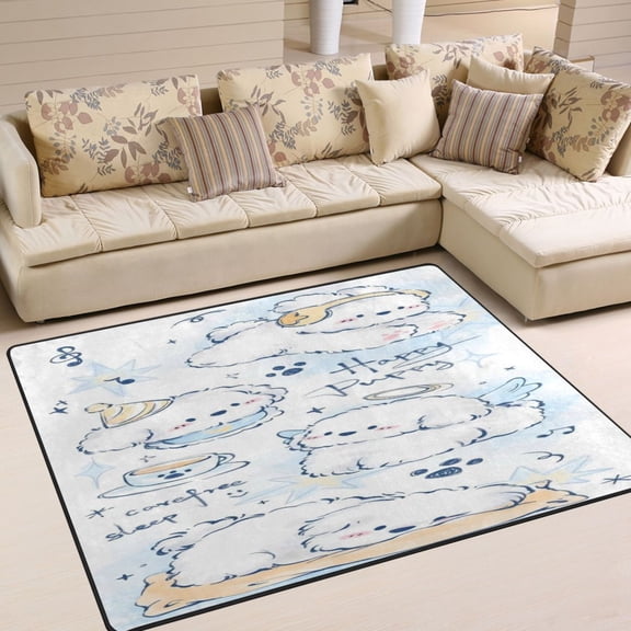 BZSMCE Vintage Area Rugs Angel Pup Cloud Fantasy Creative Area For Home
