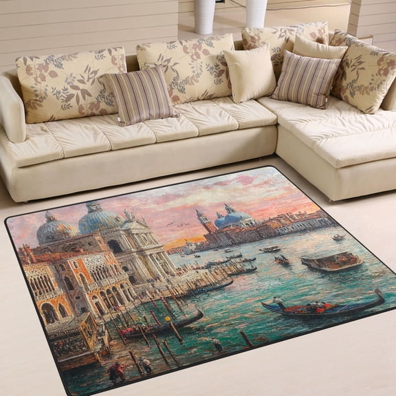 BZSMCE Vintage Area Rugs Church at Sunset Creative Area For Home