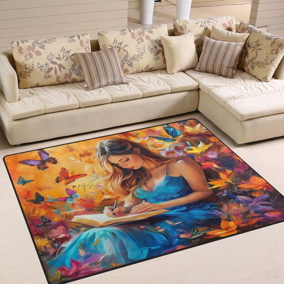 BZSMCE Vintage Area Rugs Booking Girl Creative Area For Home