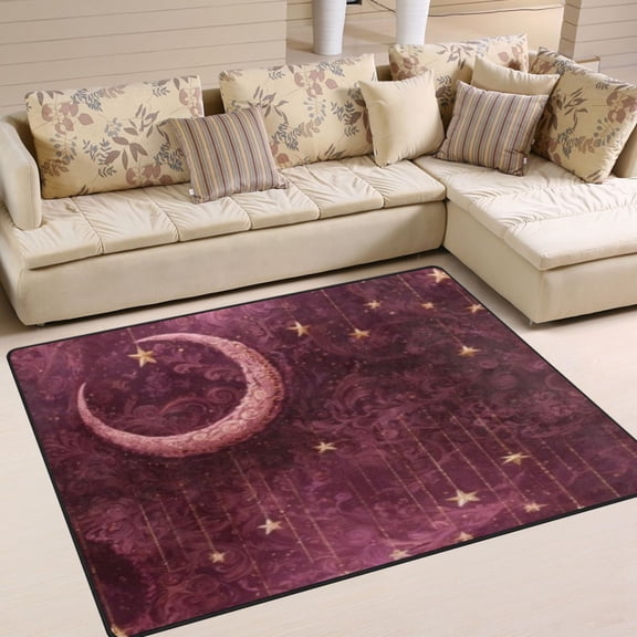 BZSMCE Vintage Area Rugs Celestial Moon and Star Creative Area For Home