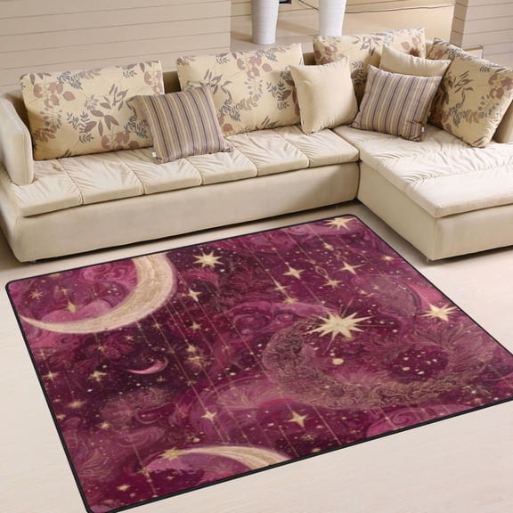 BZSMCE Vintage Area Rugs Celestial Moon and Star Creative Area For Home