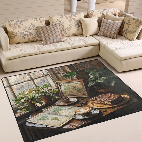 BZSMCE Vintage Area Rugs Coffee and Chocolate Cake Creative Area For Home