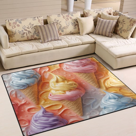 BZSMCE Vintage Area Rugs Colorful Ice Cream Creative Area For Home